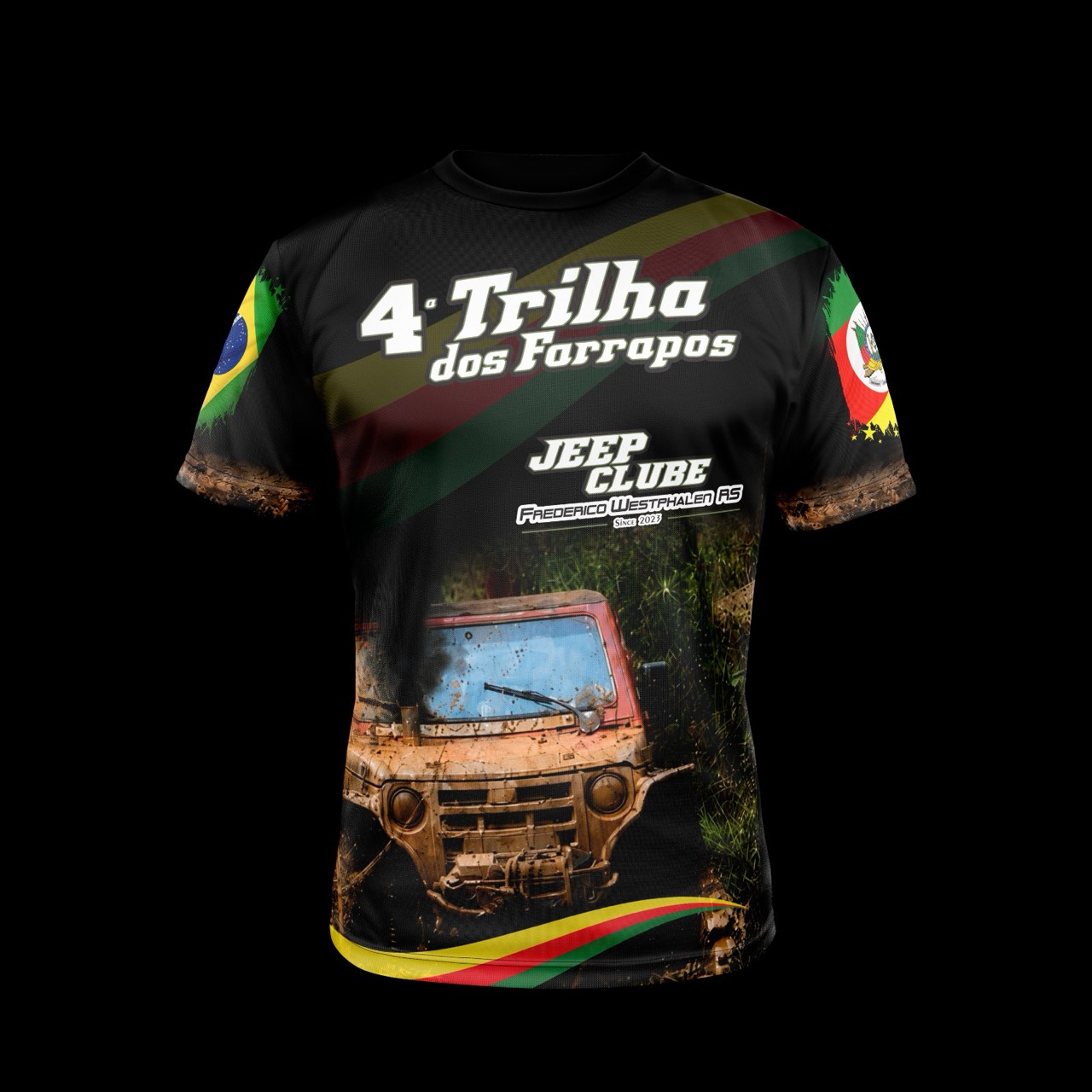 Frente da camiseta oficial da 4ª Trilha dos Farrapos